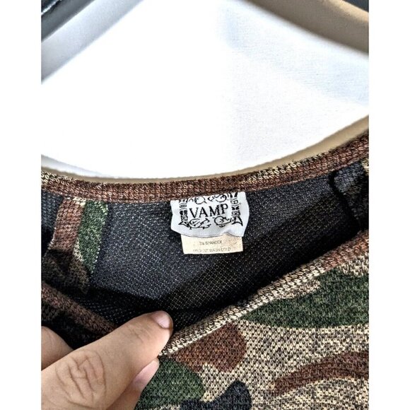 VAMP Camo Sweater Dress Fall Country Girl Plus Size 1X Stretchy Knit Midi Sheath - Picture 7 of 10